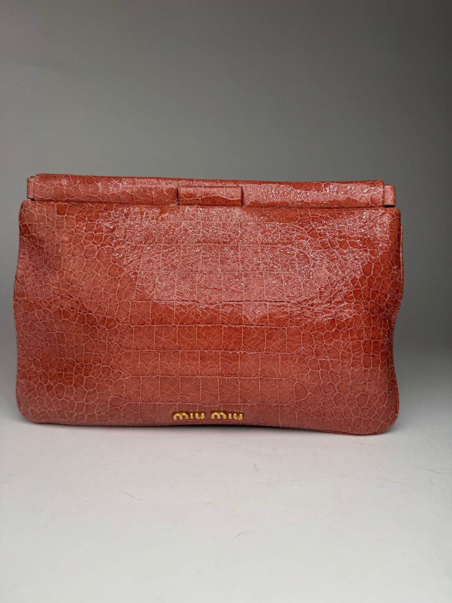 Vintage Miu Miu Crocodile Leather Clutch orange-brown