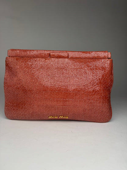 Vintage Miu Miu Crocodile Leather Clutch orange-brown