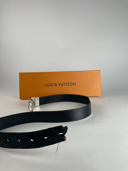 vintage Louis Vuitton Damier Monogram Leather Belt Black