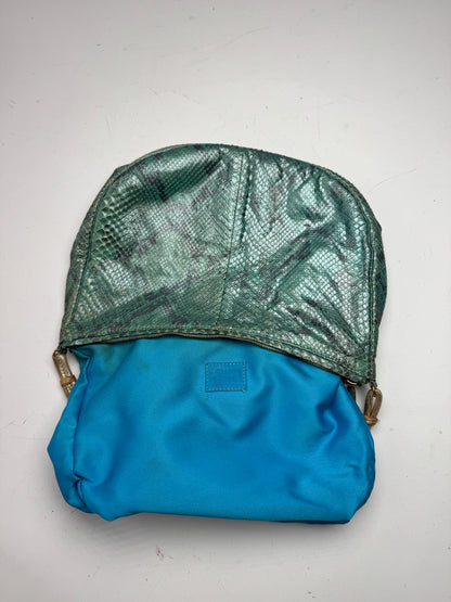 Vintage Gianni Versace Snakskin Leather Bag Turquoise golden