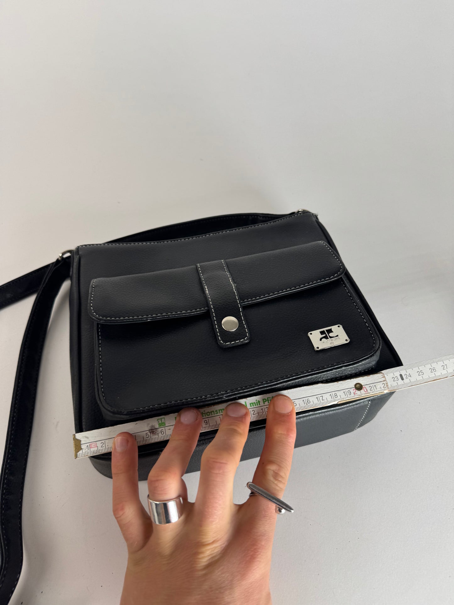 Vintage Courreges Paris Leather Bag Black