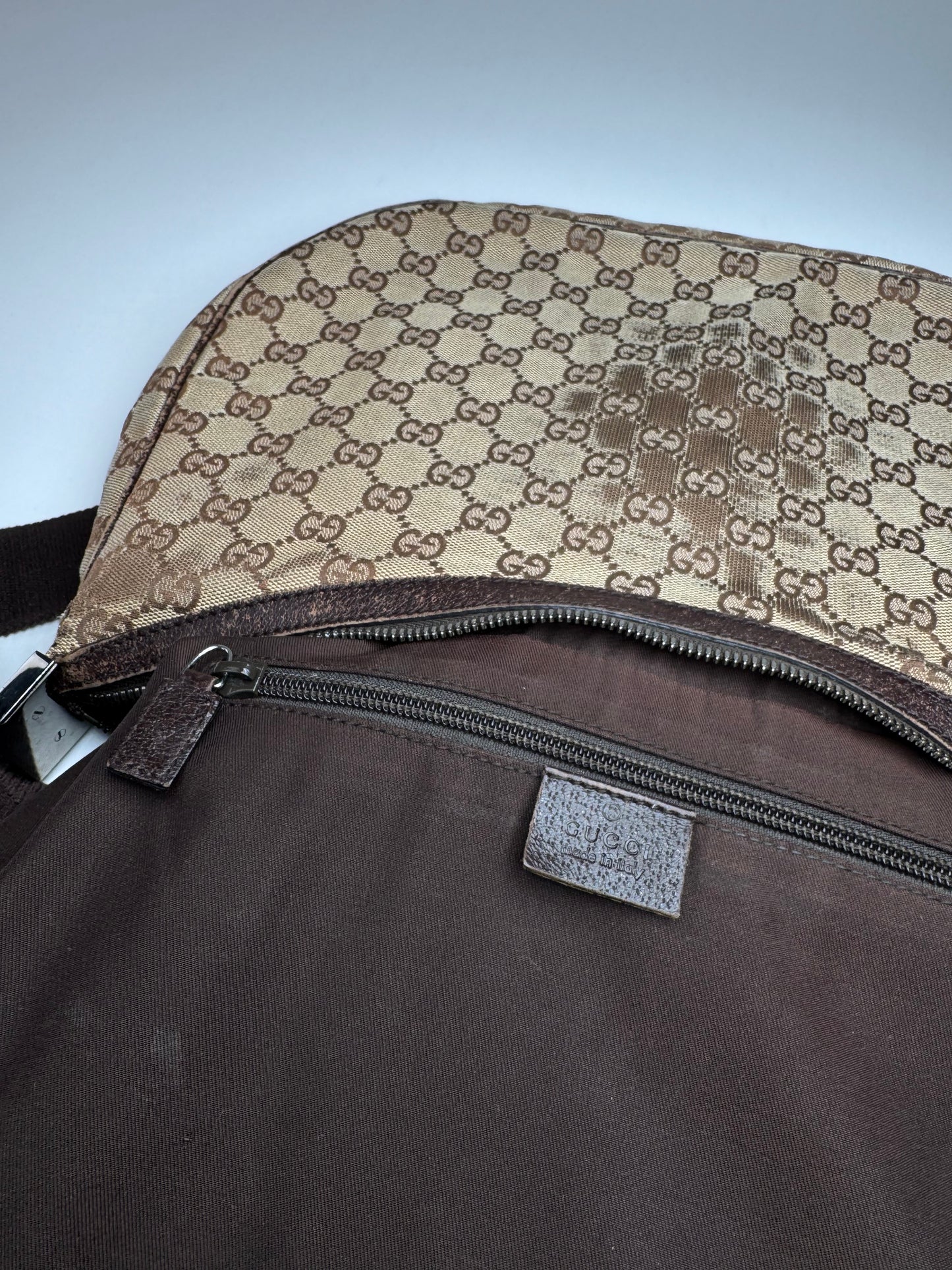 Vintage Gucci Monogram Crossaint 2Way Bag beige