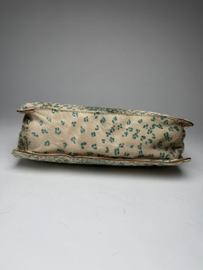 Vintage Bottega Veneta Campana Fur Baguette Bag beige/TURQUOISE