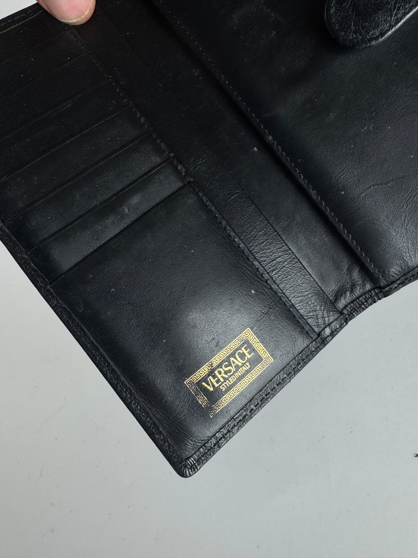 Vintage Gianni Versace Ostrich Leather Wallet Black