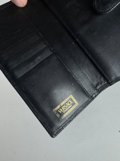 Vintage Gianni Versace Ostrich Leather Wallet Black