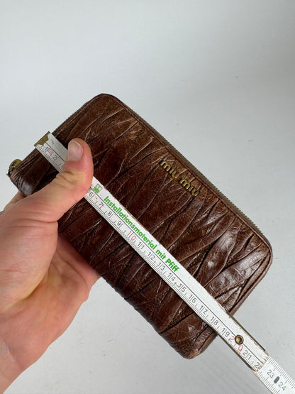 Vintage Miu Miu Metallasse Leather Wallet Brown