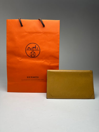 Vintage Hermes Paris Leather ID Holder Yellow