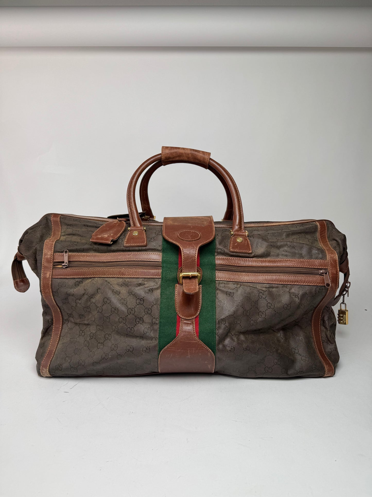 Vintage Gucci Duffel Bag / Travel Bag Monogram Brown