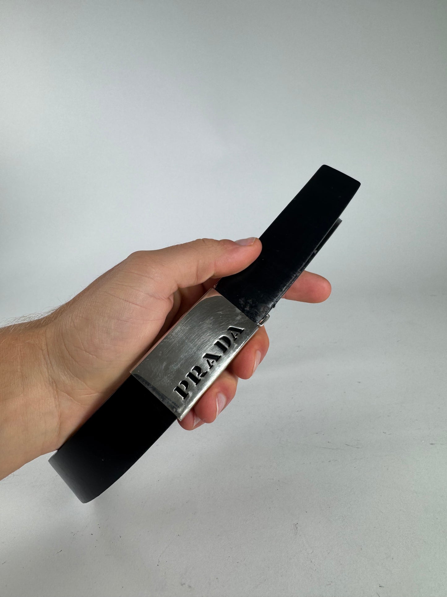 Vintage Prada Leather Belt Black