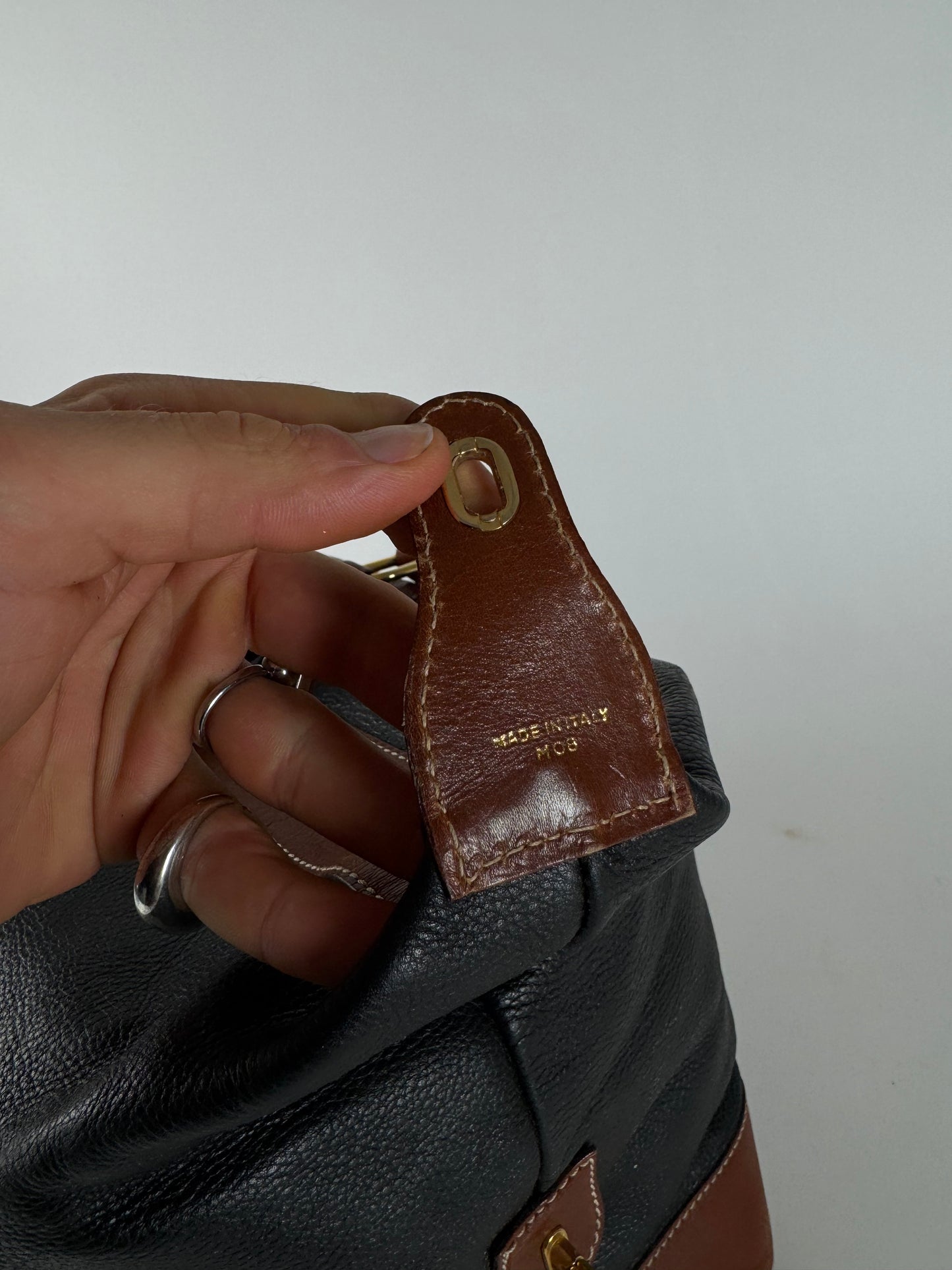 Vintage Celine Paris Triomphe Weekender Travel Bag Black Brown