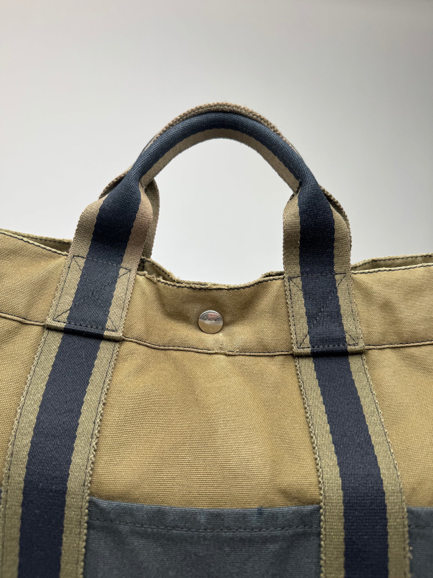 Vintage Hermes Paris Canvas Shopper Khaki/Black