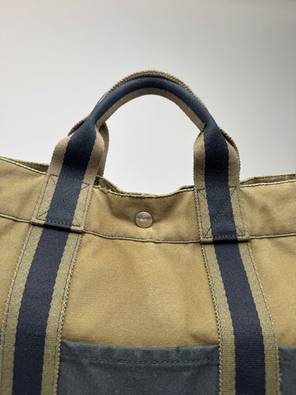 Vintage Hermes Paris Canvas Shopper Khaki/Black