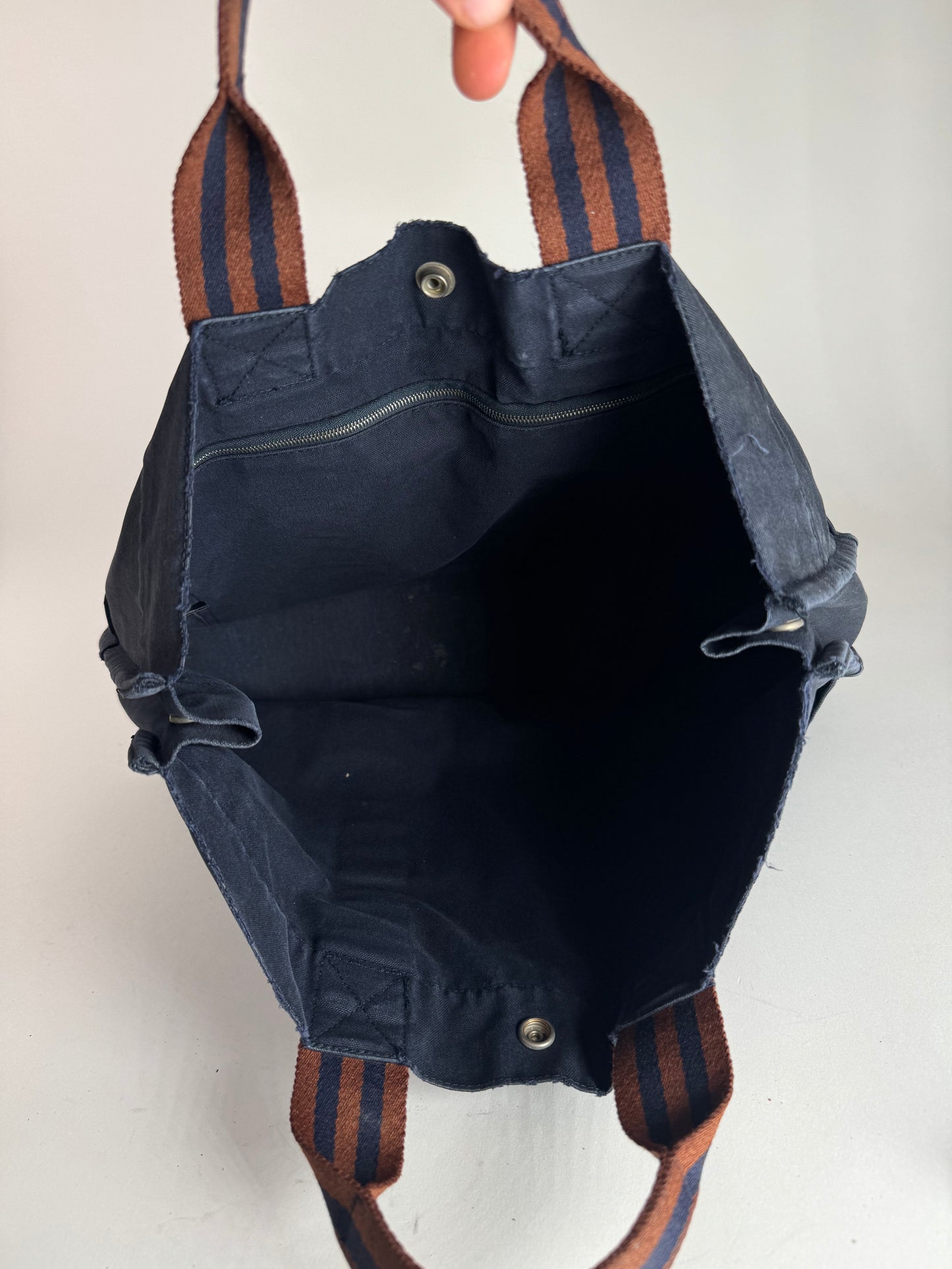 Vintage Hermes Paris Canvas Shopper Navy