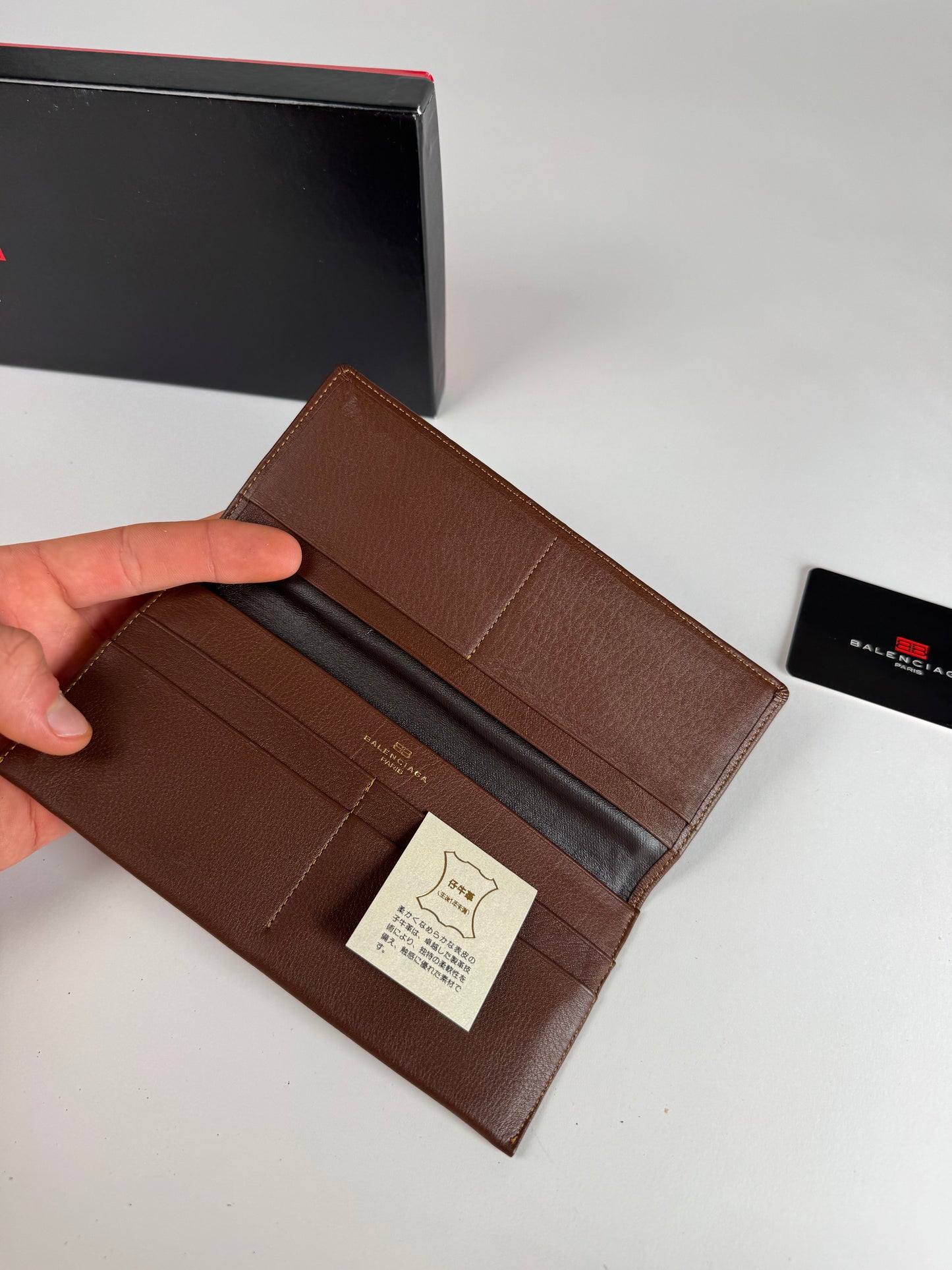 Vintage Balenciaga Leather Card Holder / ID Holder Brown New