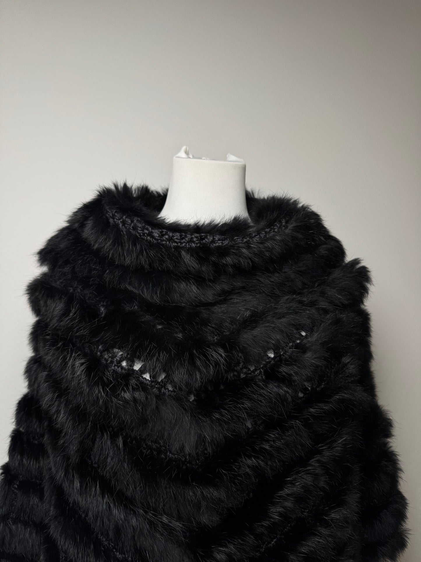 Vintage Courreges Fur Leather Top / Coat Black 38/M