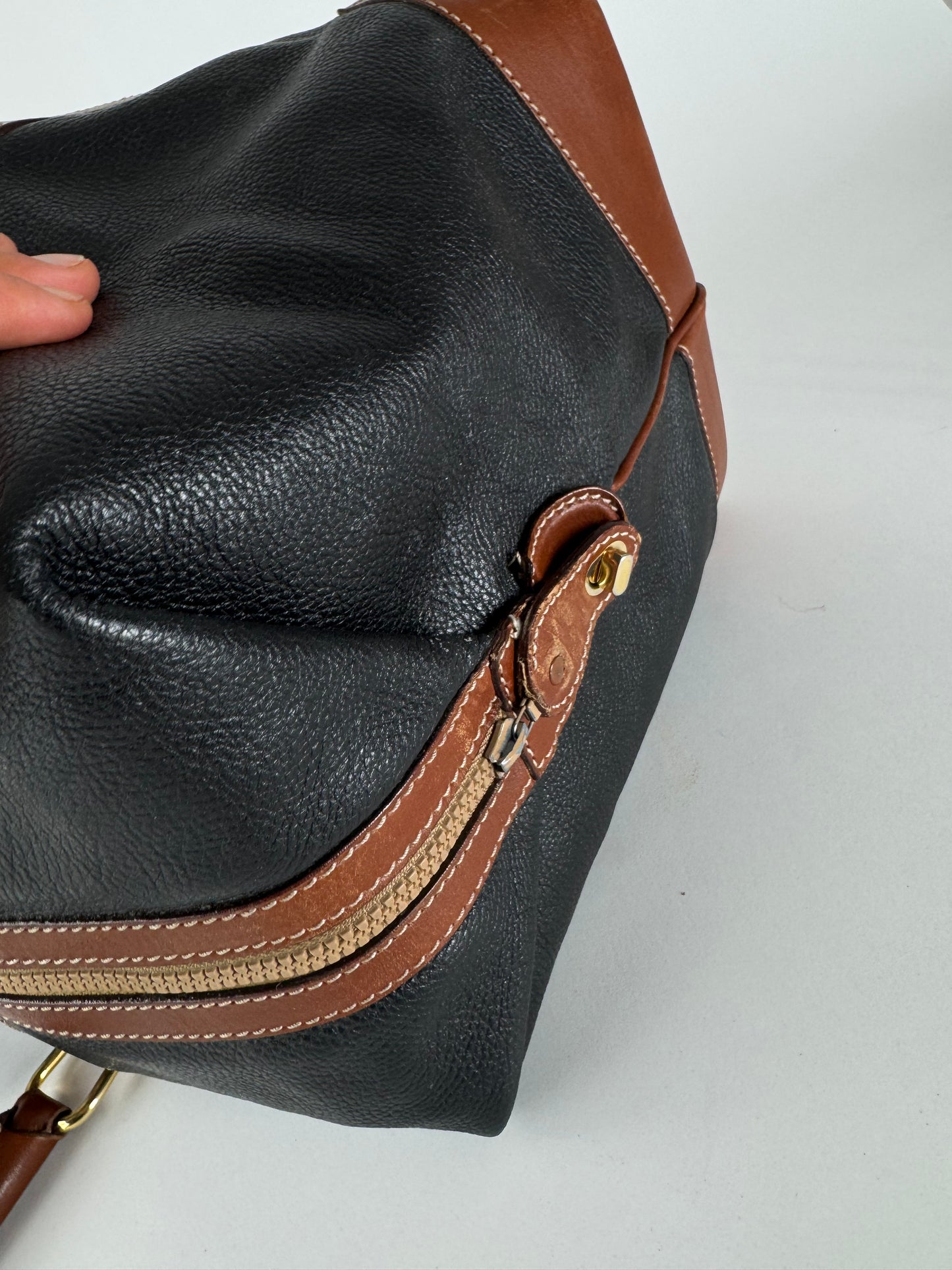 Vintage Celine Paris Triomphe Weekender Travel Bag Black Brown