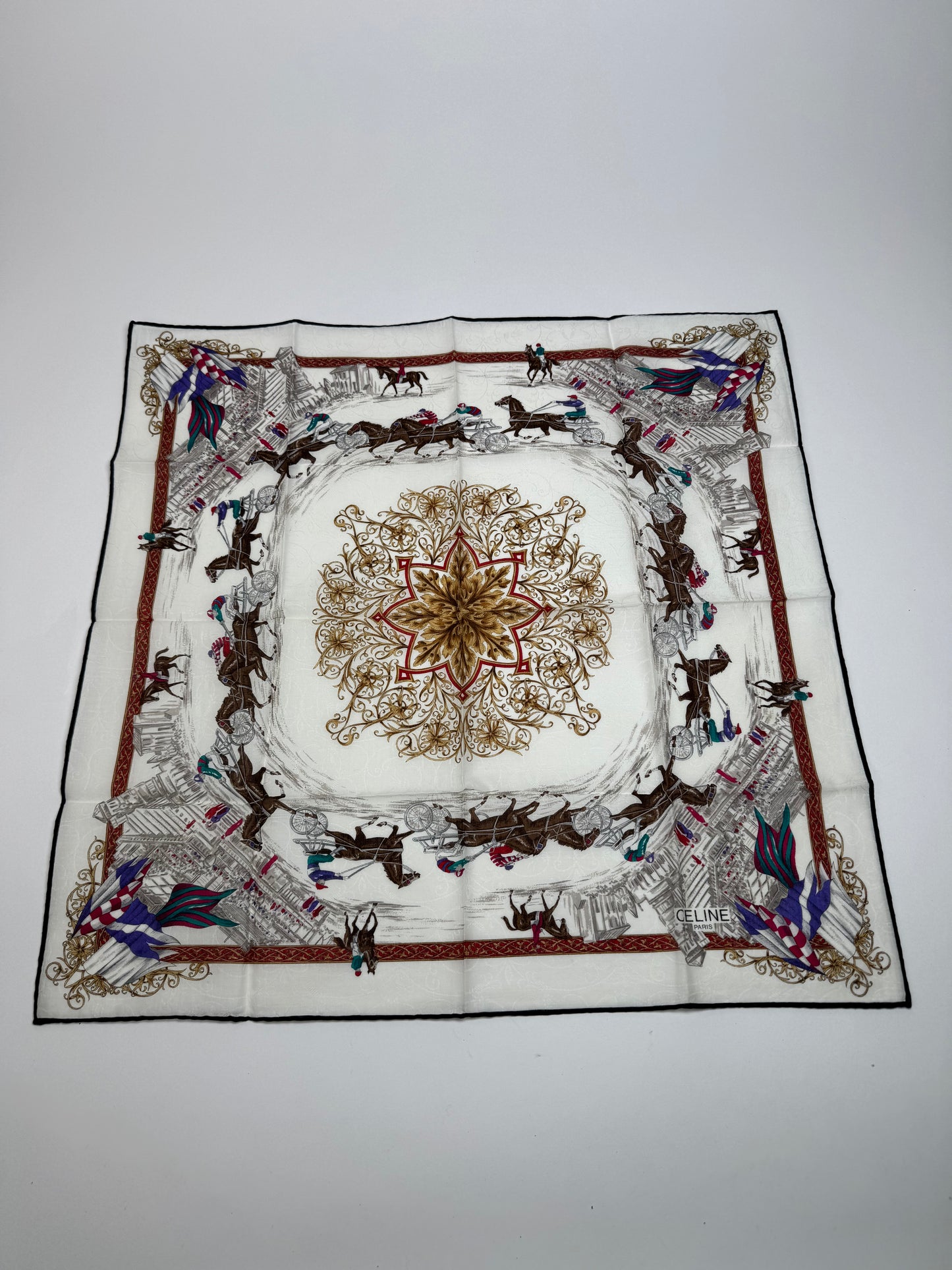 Vintage Celine Paris Silk/Canvas Scarf