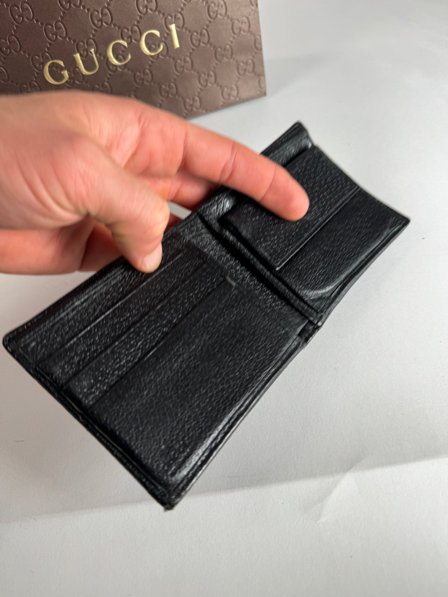 Vintage Gucci Monogram Canvas Flap Wallet Black