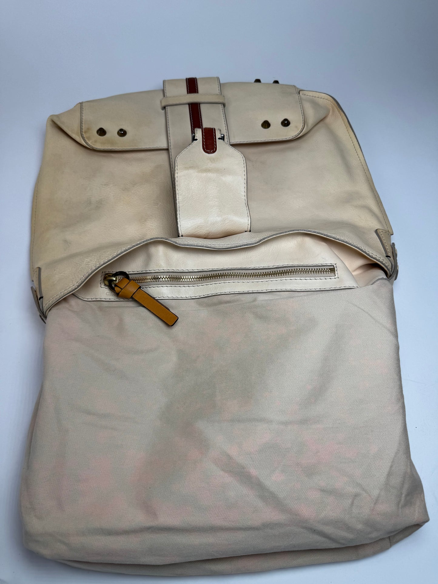 Vintage Chloe Leather Bag Beige brown