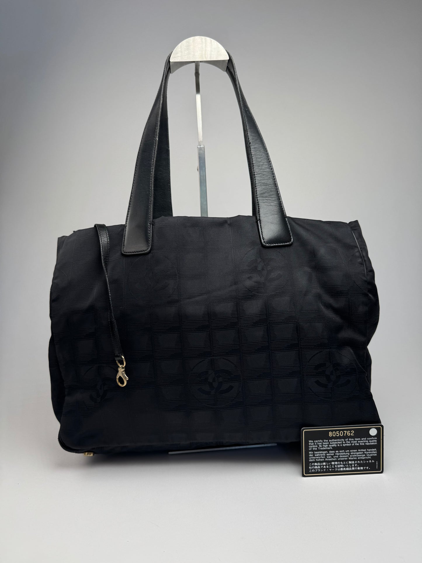 Vintage Chanel Canvas Monogram Shopper Black