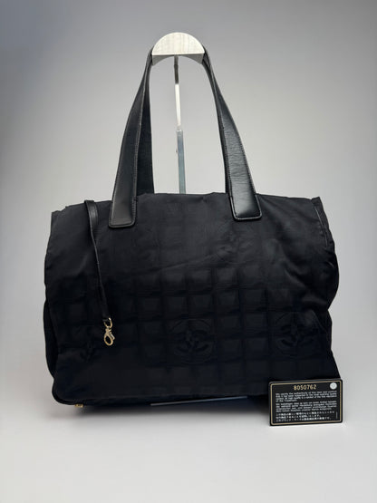 Vintage Chanel Canvas Monogram Shopper Black