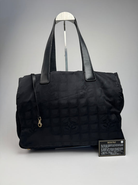 Vintage Chanel Canvas Monogram Shopper Black