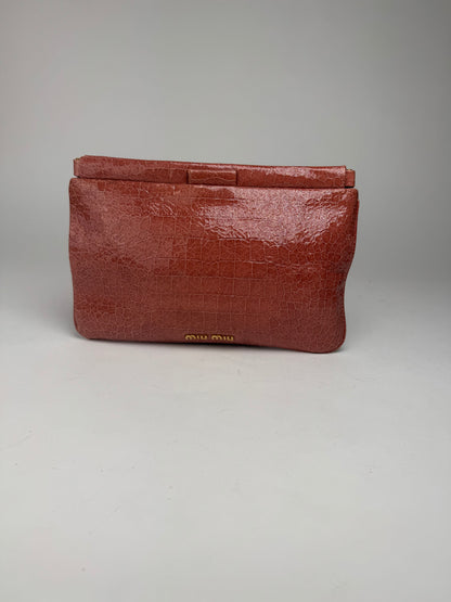 Vintage Miu Miu Crocodile Leather Clutch orange-brown