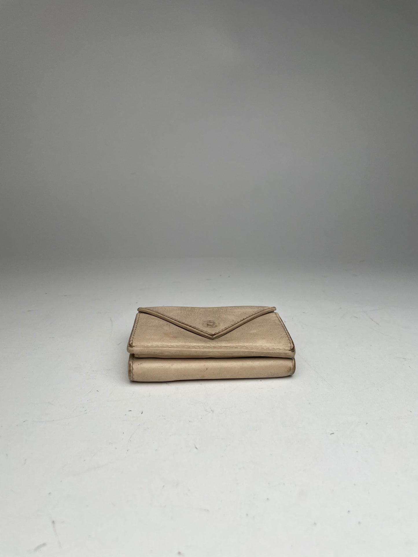 Vintage Balenciaga Leather Card Holder Beige