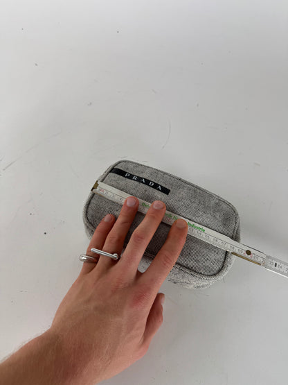 Vintage Prada Canvas Clutch/Cosmetic Bag Grey Black