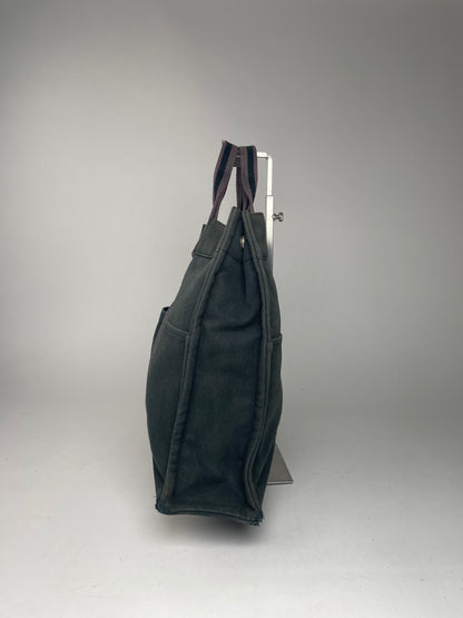 Vintage Hermes Canvas Shopper Bag Black