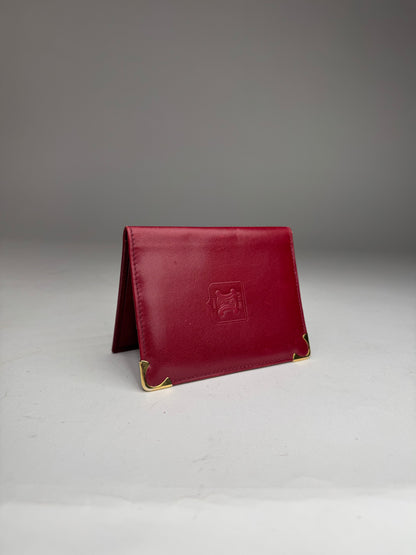 Vintage Celine Paris Leather Card Holder Dark Red