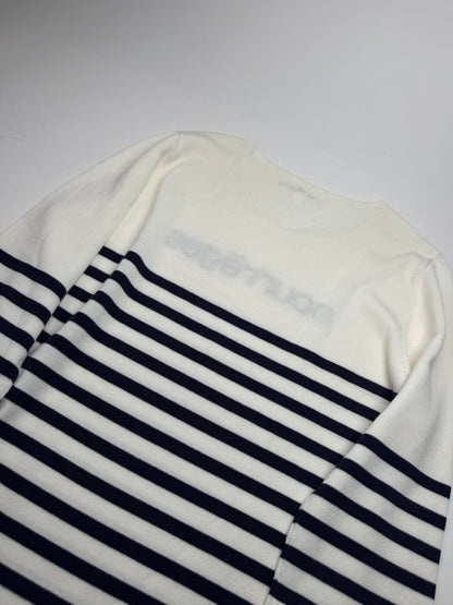 Vintage Courreges Paris Striped Sweater White/Navy EU36/S