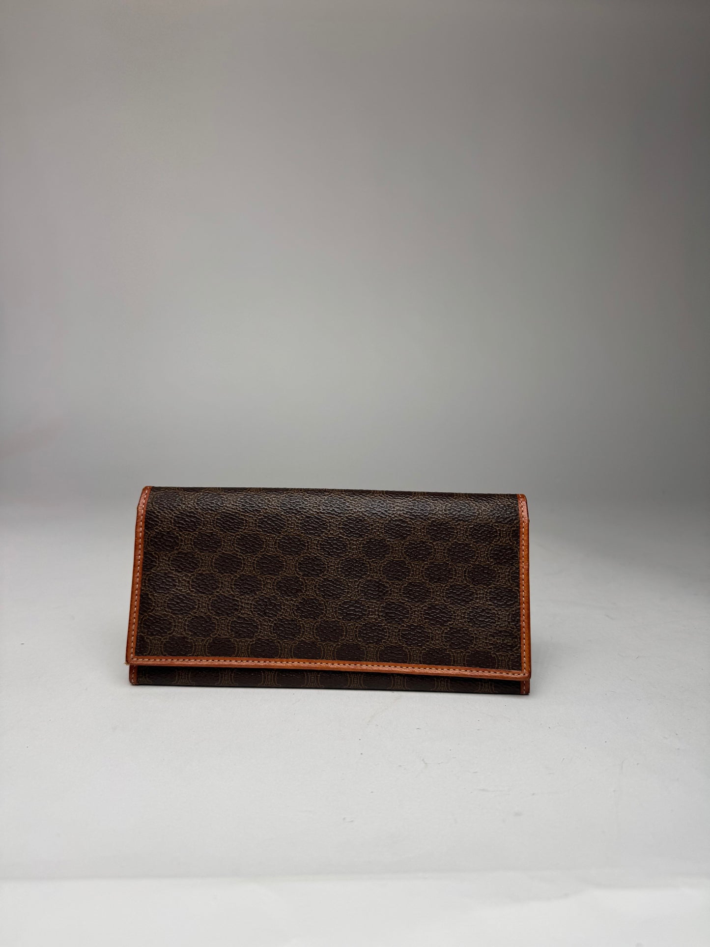 Vintage Celine Paris Leather Monogram Card Holder / ID Holder Brown