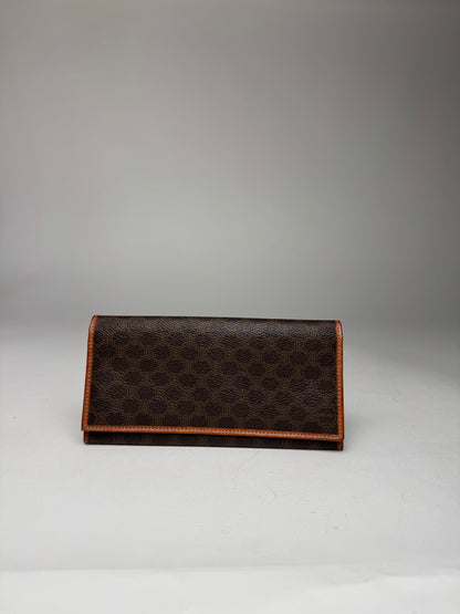 Vintage Celine Paris Leather Monogram Card Holder / ID Holder Brown