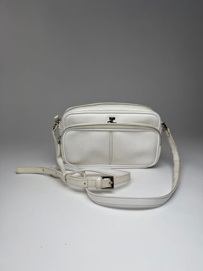 Vintage Courreges Paris Leather Crossbody Bag White