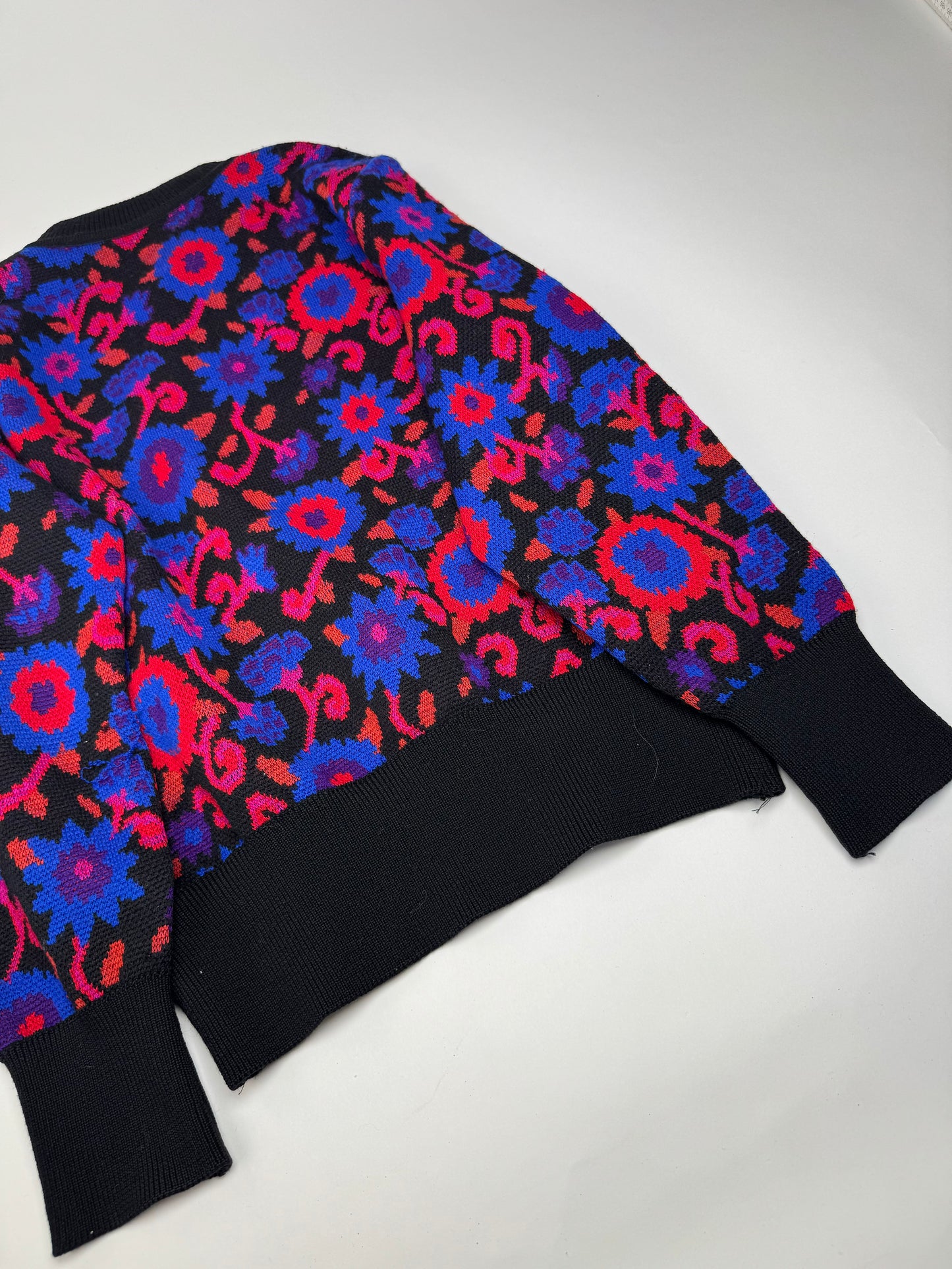 Vintage Yves Saint Laurent Wool Sweater Floral 38/M