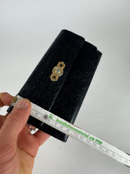 Vintage Gianni Versace Ostrich Leather Wallet Black