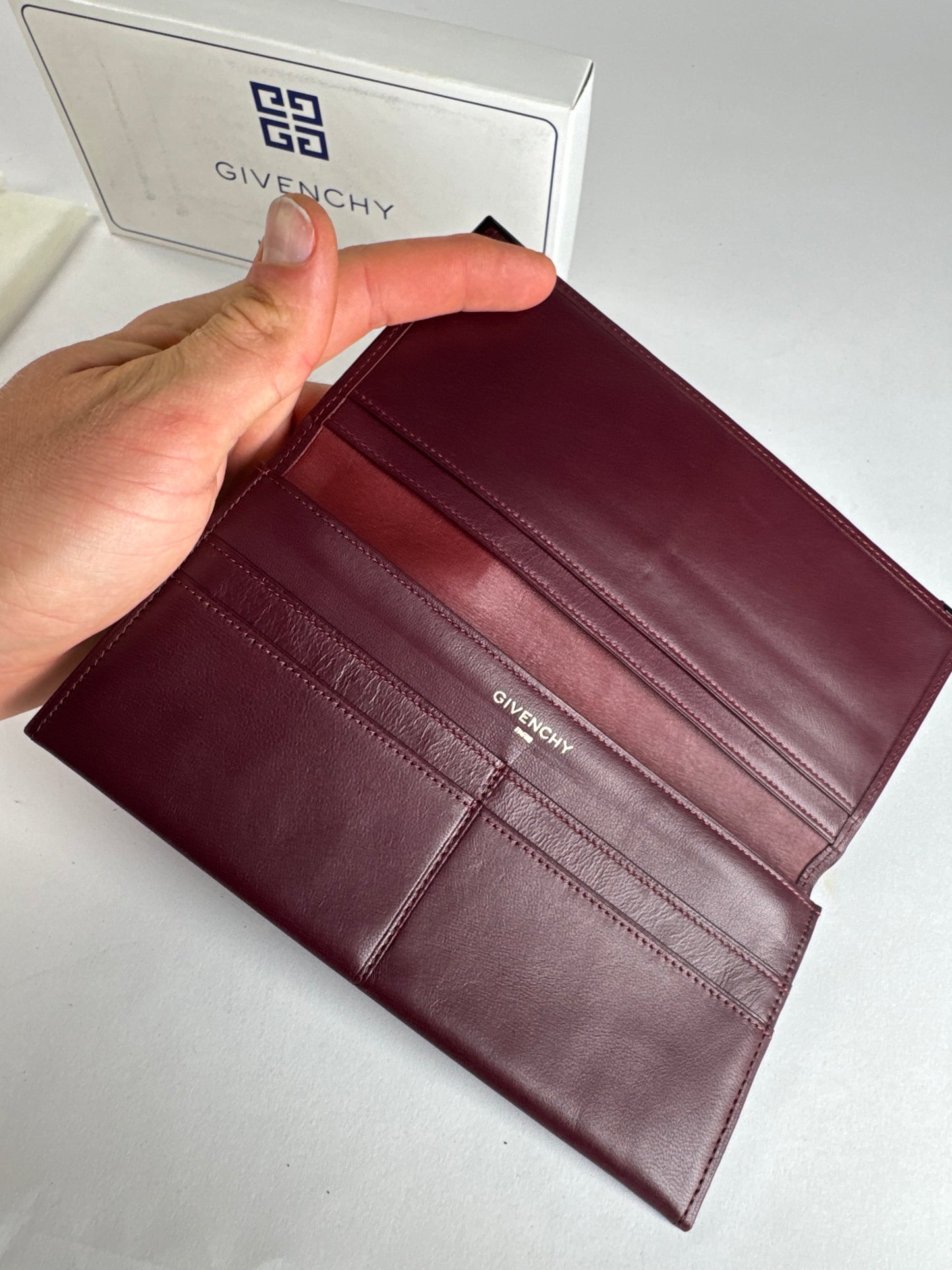 Vintage Givenchy Leather ID Holder burgundy