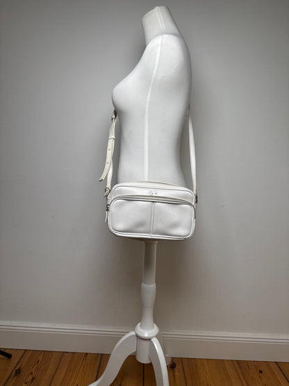 Vintage Courreges Paris Leather Crossbody Bag White