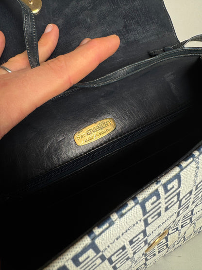 Vintage Givenchy 4G Monogramm Leather Bag White Navy Black