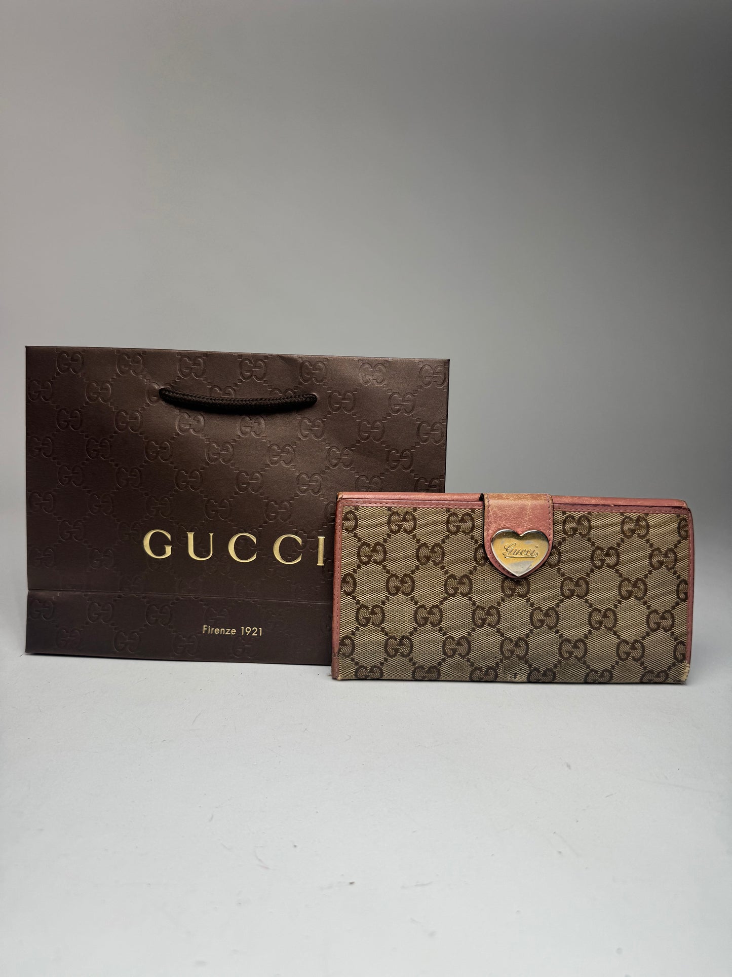 Vintage Gucci Monogram Wallet beige pink