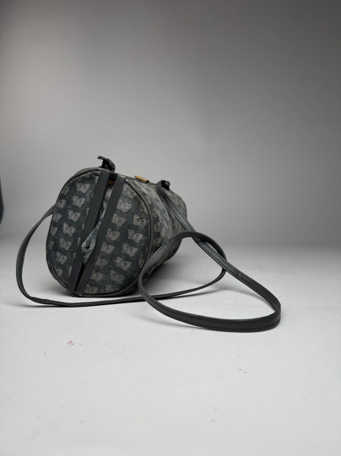 Vintage Bottega Veneta Suede Monogram Bag Grey