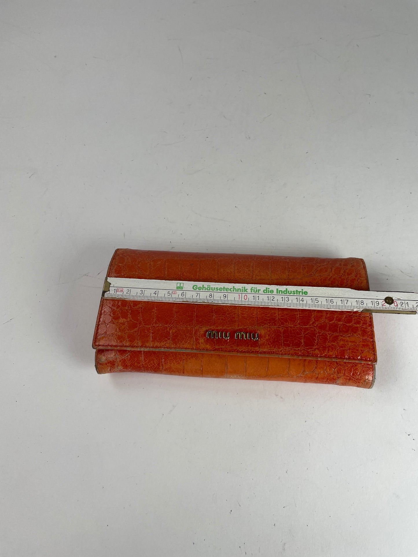 Portefeuille vintage en cuir Miu Miu orange