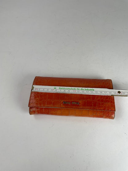 Portefeuille vintage en cuir Miu Miu orange