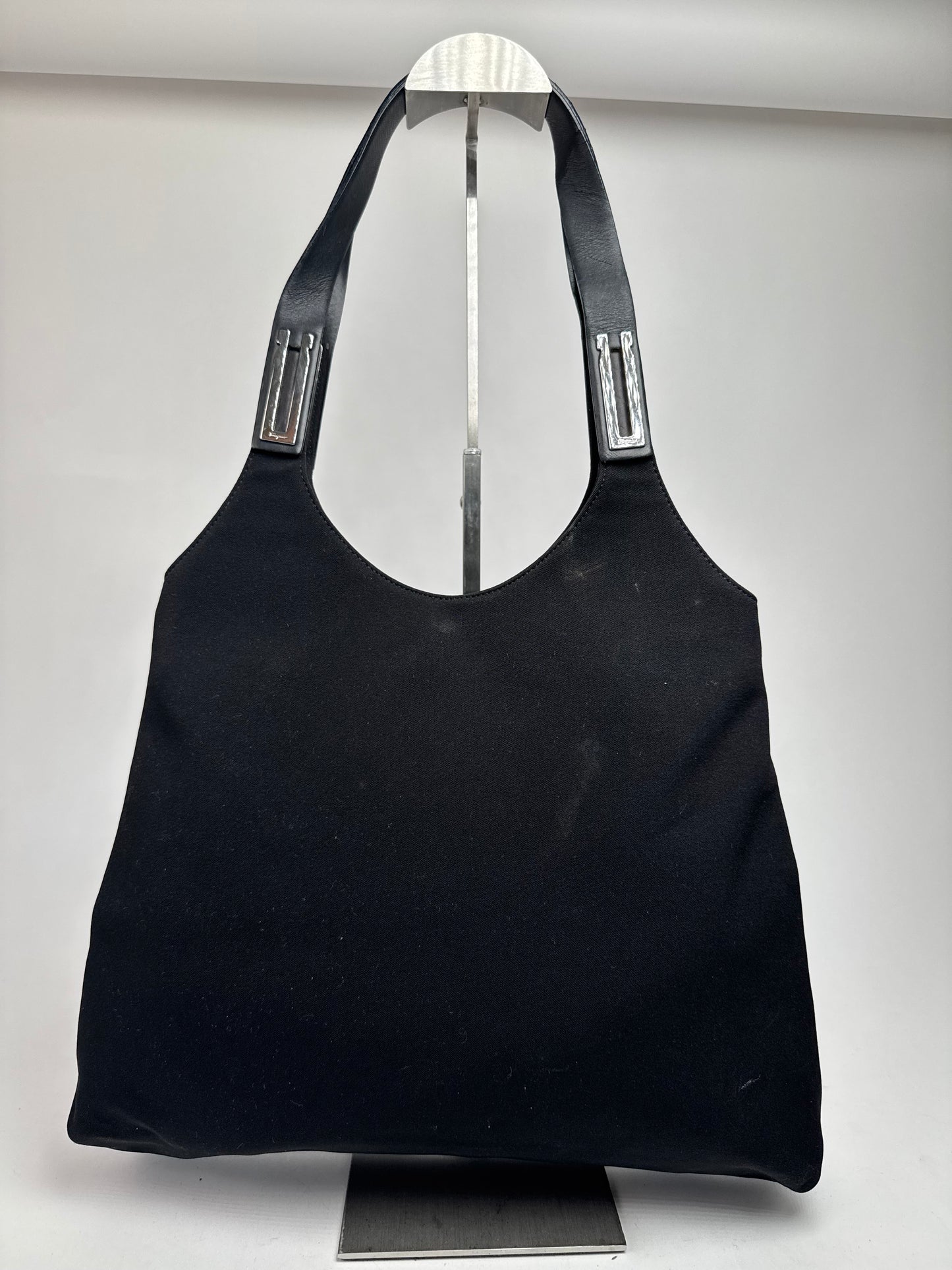 Vintage  Salvatore Ferragamo Leather / Canvas Bag Black