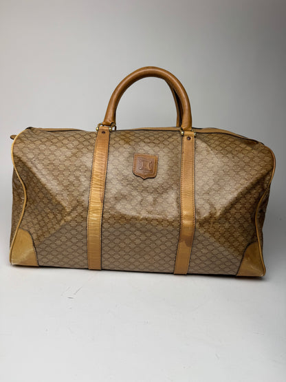Vintage Celine Paris Triomphe Leather Monogram Duffel Bag bag gold brown