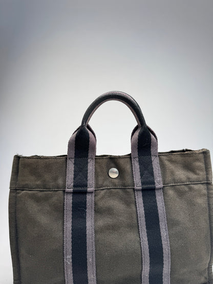 Vintage Hermes Paris Canvas Shopper Grey/Brown