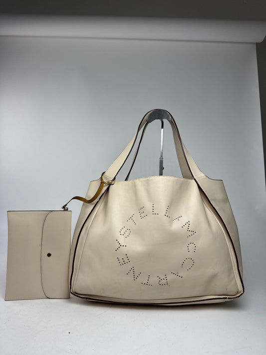 Vintage Stella Mc Cartney Vegan Leather Logo Shopper Bag Beige