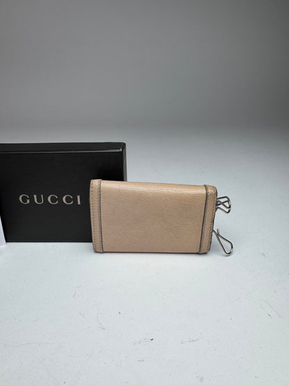 Vintage Gucci Leather Key Holder Rose / beige