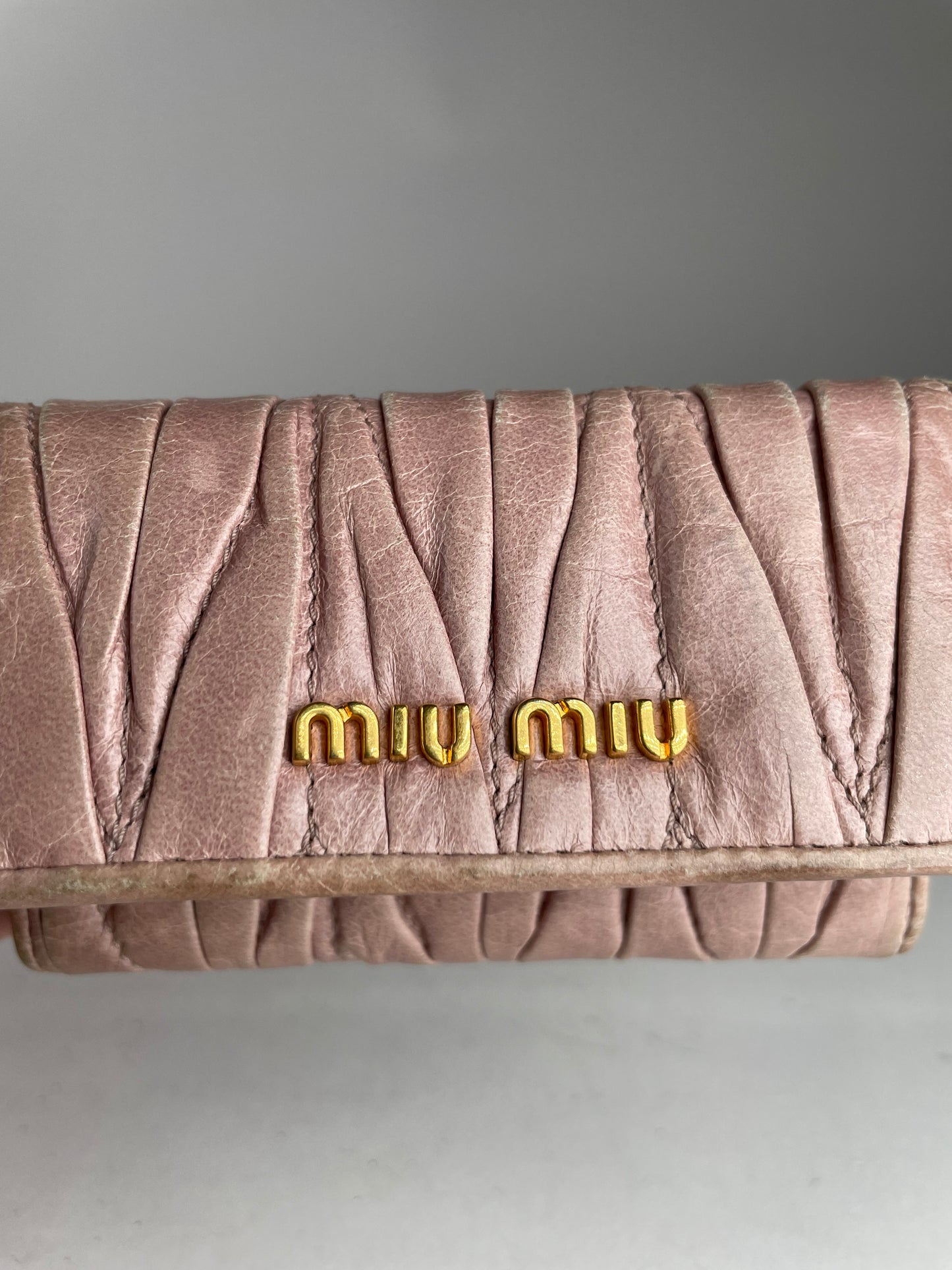 Vintage Miu Miu Metallasse leather Key Holder Rose